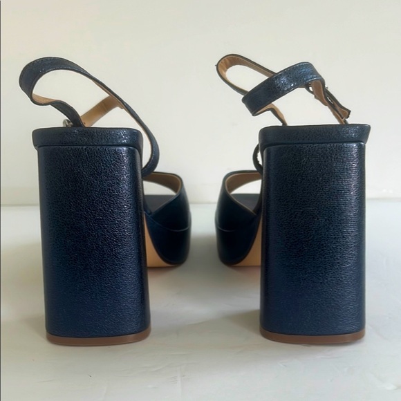 JustFab Women Navy Blue Block Heel Sandals Vintage Platform Pumps Shoes Size 10 - Picture 5 of 7